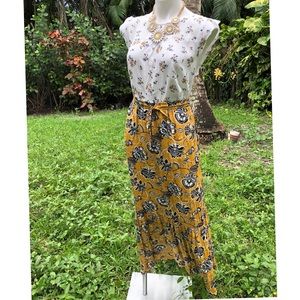 🌞 ROBERT LOUIS | Mustard Floral Maxi Skirt | XL